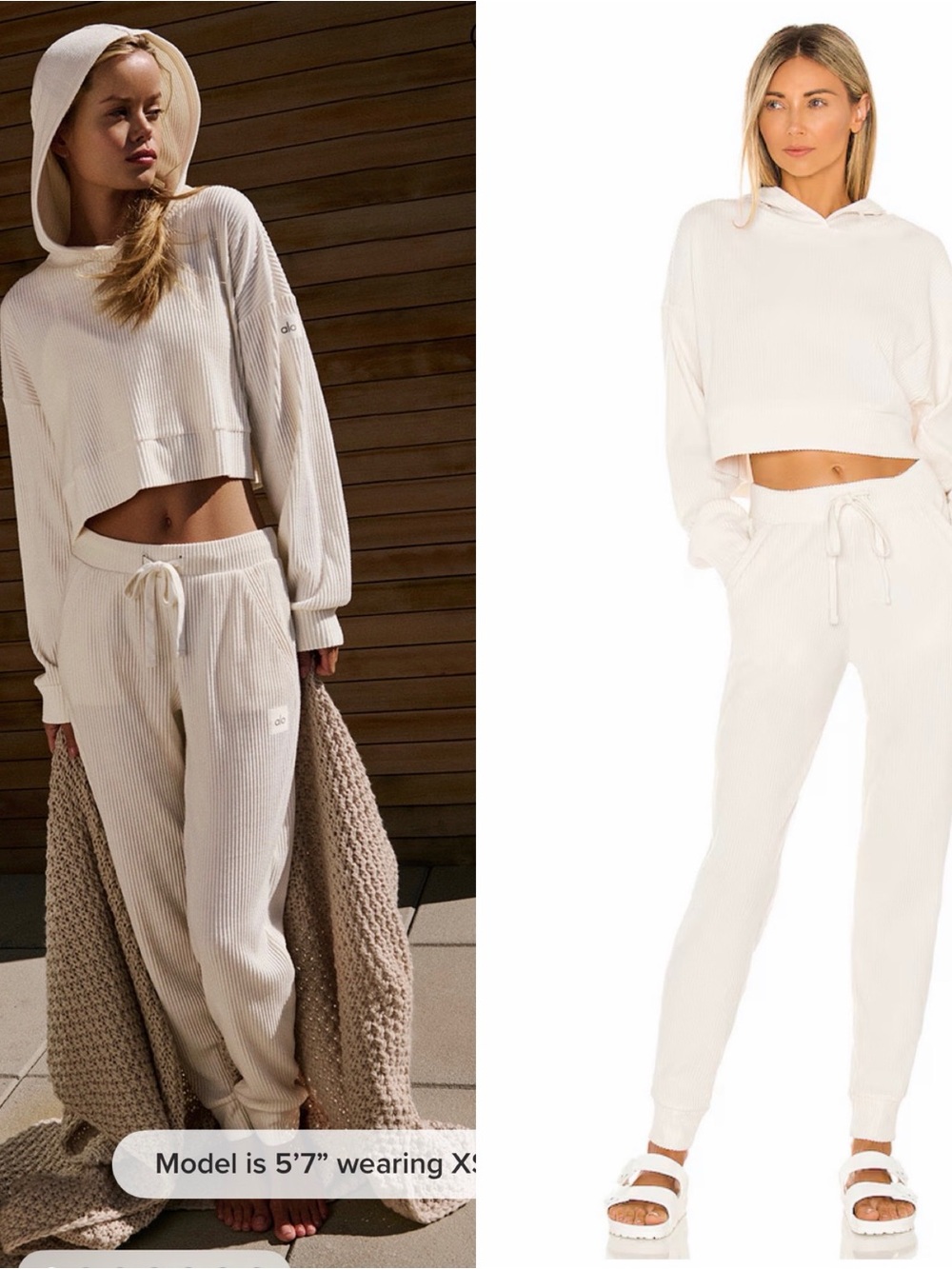 NWT Alo Yoga Set: Muse Sweatpant & Muse Hoodie in Ivory Size Small